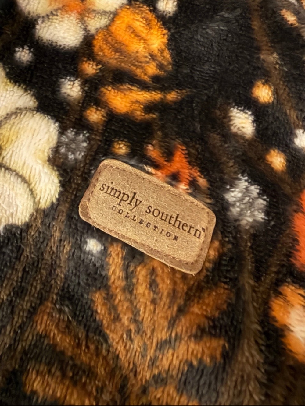 Simply Southern Brown Black Orange Plush Blanket with Label - Picture 3 of 3